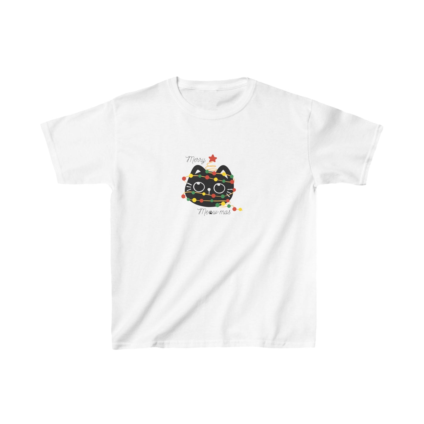 Cute Cat Christmas Kids Tee - Merry Meowmas