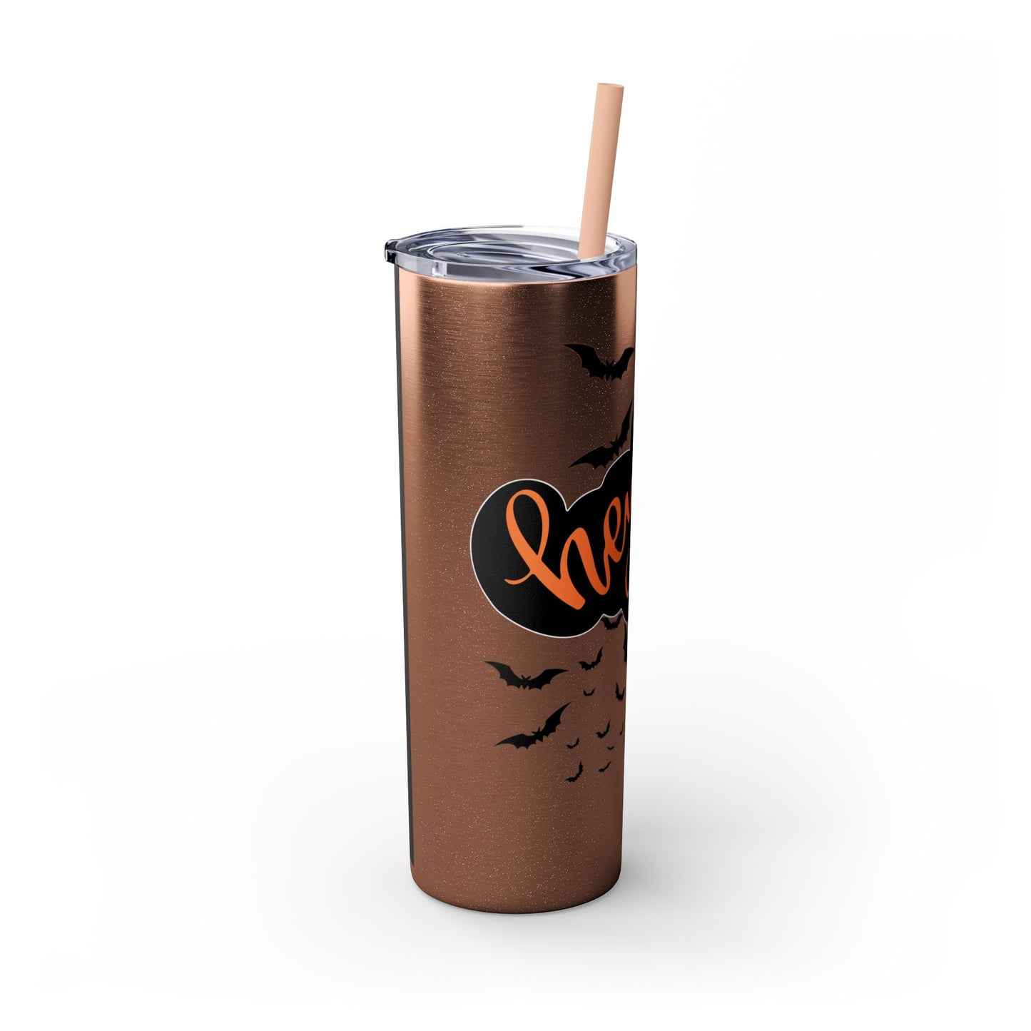 Hey Boo, Skinny Tumbler with Straw, 20oz