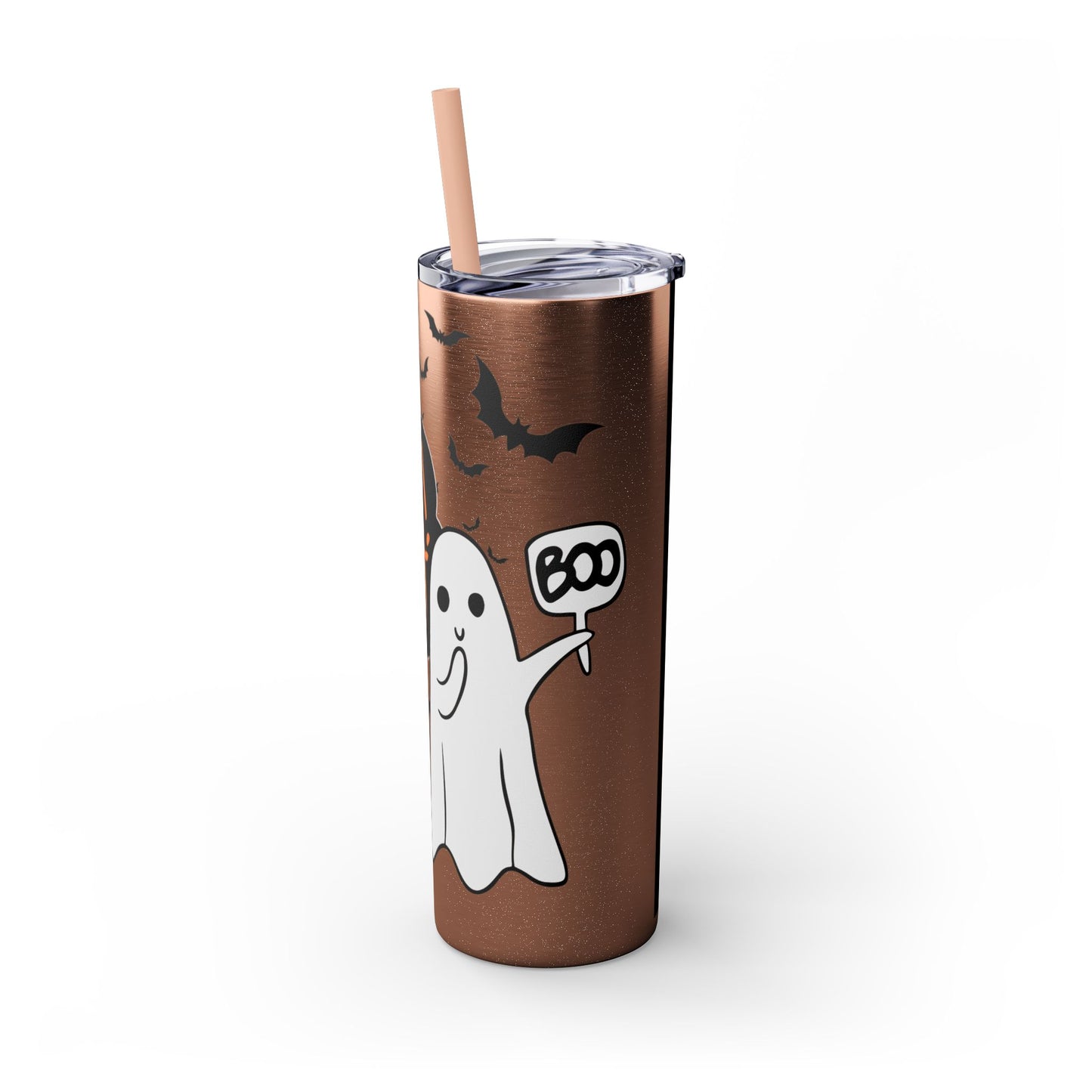 Hey Boo, Skinny Tumbler with Straw, 20oz