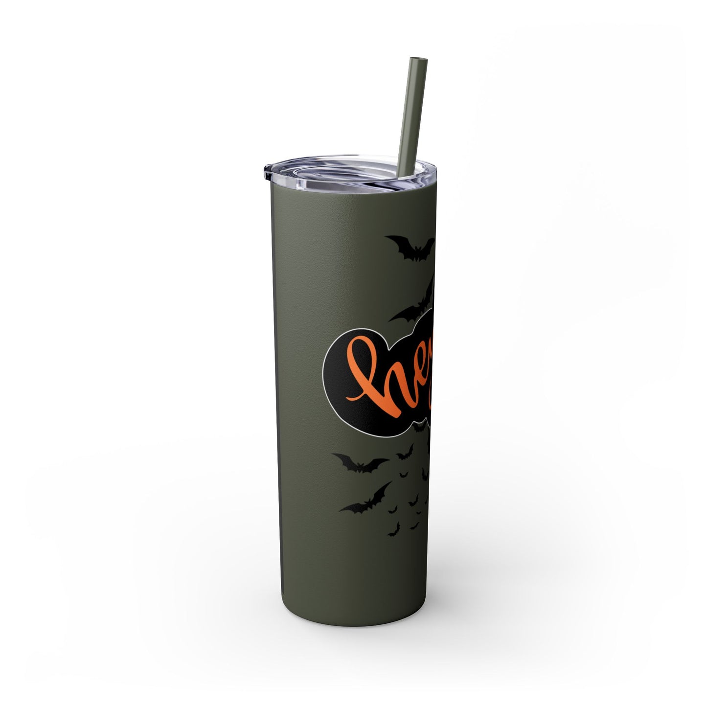 Hey Boo, Skinny Tumbler with Straw, 20oz