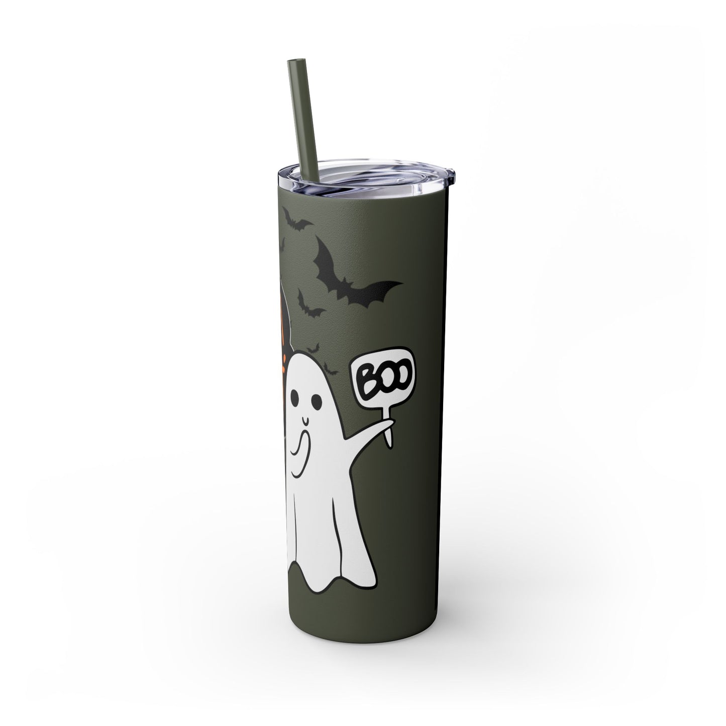 Hey Boo, Skinny Tumbler with Straw, 20oz