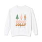 Holly Jolly Vibes Crewneck Sweatshirt - Lightweight, Festive Holiday Apparel