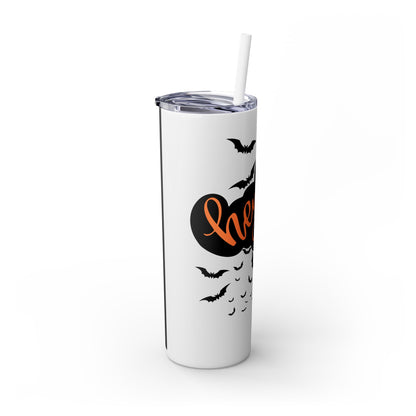 Hey Boo, Skinny Tumbler with Straw, 20oz