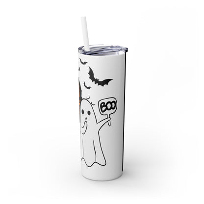 Hey Boo, Skinny Tumbler with Straw, 20oz