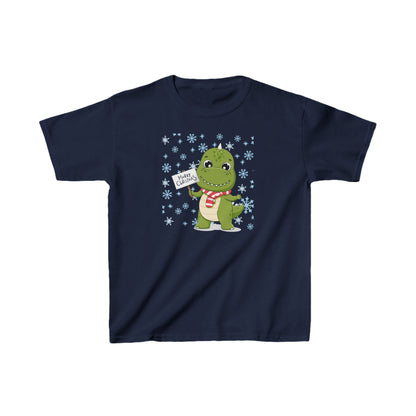 Cute Dino Holiday Kids Tee - Perfect for Winter Celebrations!