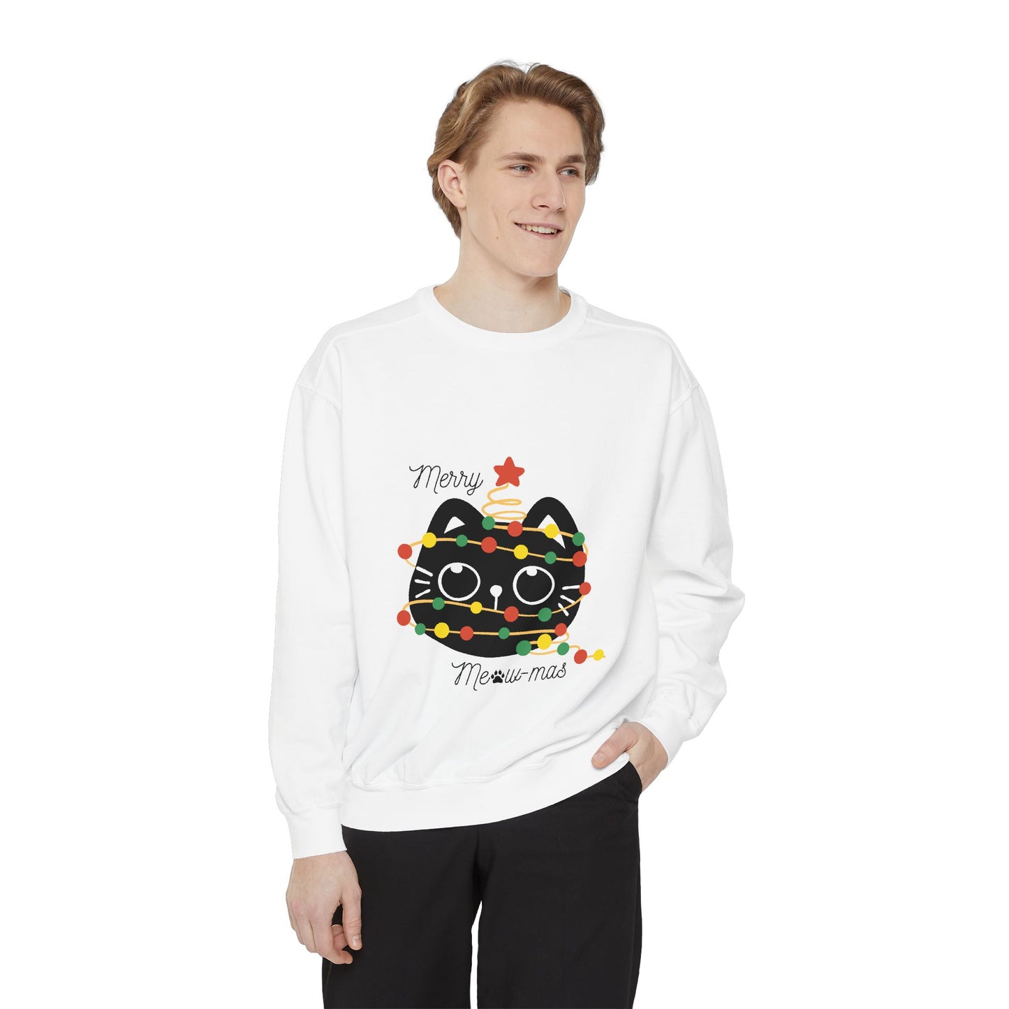 Merry Meowy-mas Cat Sweatshirt - Cozy Unisex Holiday Apparel