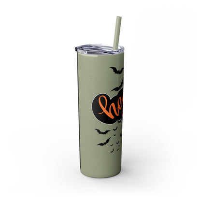 Hey Boo, Skinny Tumbler with Straw, 20oz